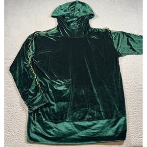 Mr. Saturday Hoodie Women Medium Green Velvet Tunic Sweatshirt Emo Gothic Grunge